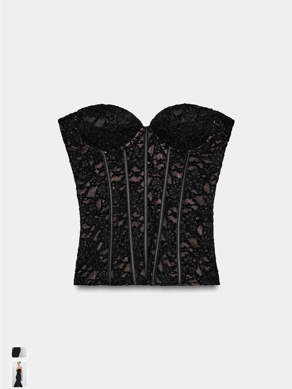Zara Black Lace Corset Bustier Strapless Top